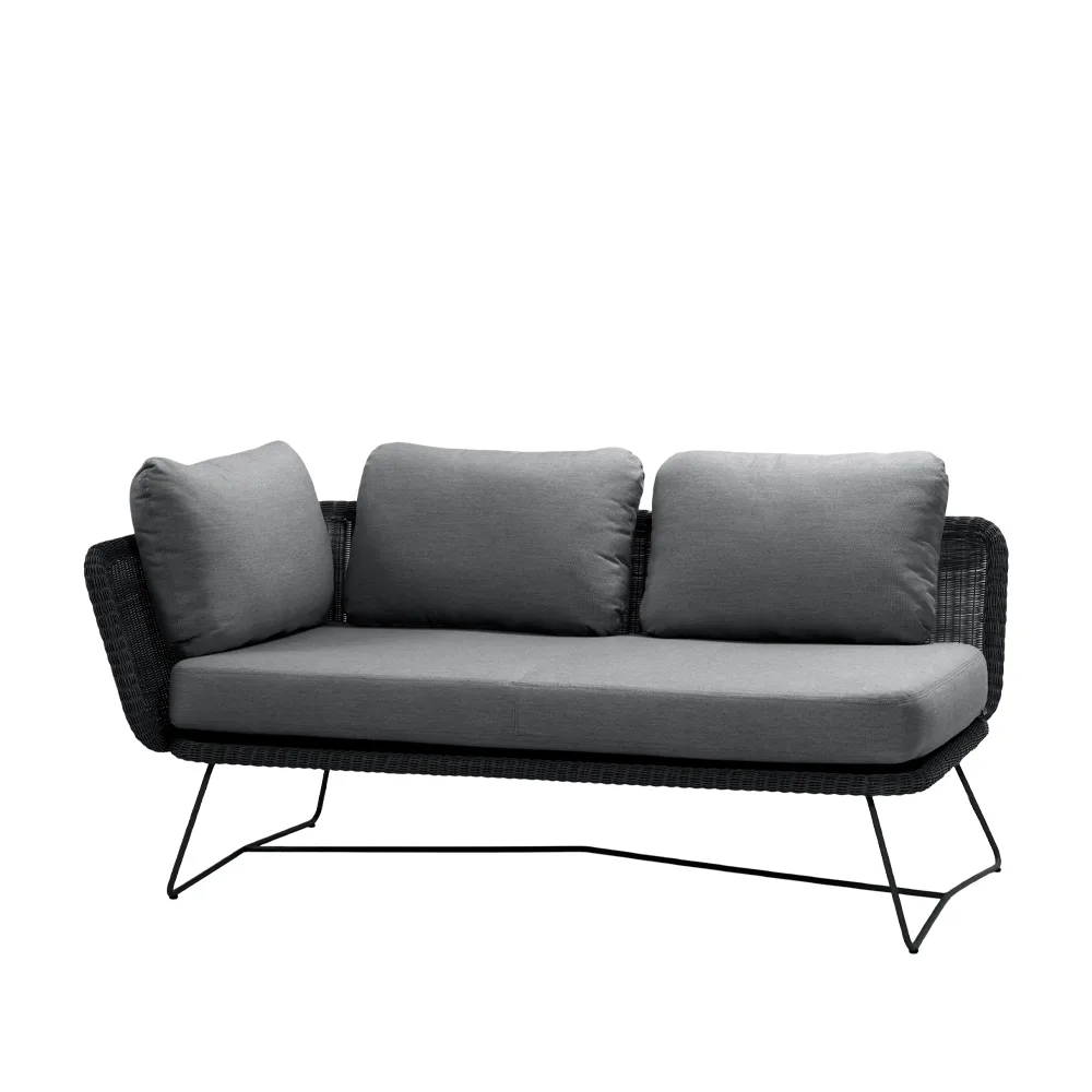 Horizon modulsofa, Cane-Line Natté grey, høyre, svart stativ Cane-line