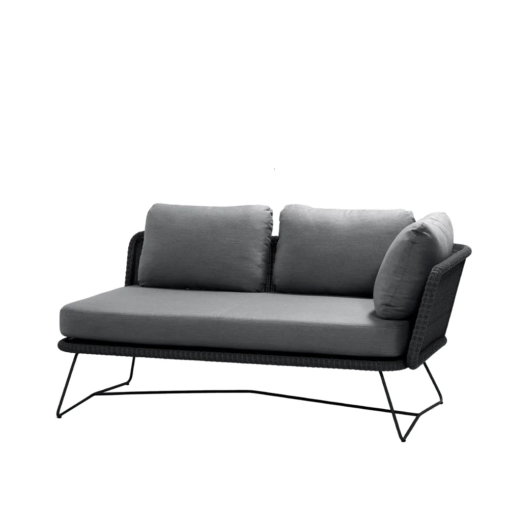 Horizon modulsofa, Cane-Line Natté grey-venstre-svart stativ Cane-line
