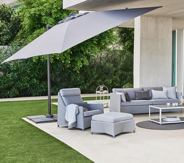 Hyde Luxe Tilt parasoll 300x300 cm - Dusty white-sølvanodisert stativ - Cane-line