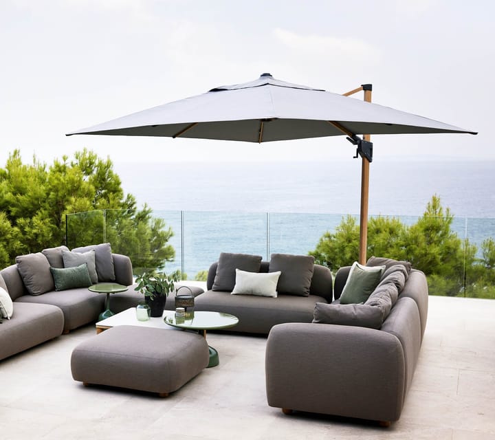 Hyde Luxe Tilt parasoll 300x300 cm, Dusty white-sølvanodisert stativ Cane-line