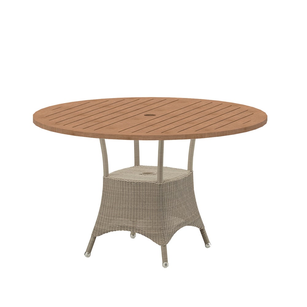 Cane-line Lansing spisebord Ø120 cm Teak-weave taupe