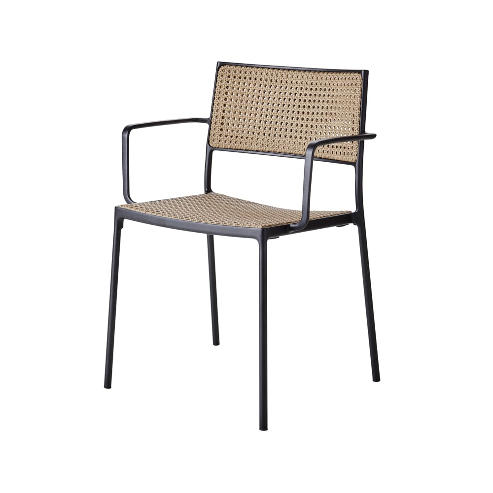 Bilde av Cane-line Less karmstol Natural-lava grey stativ