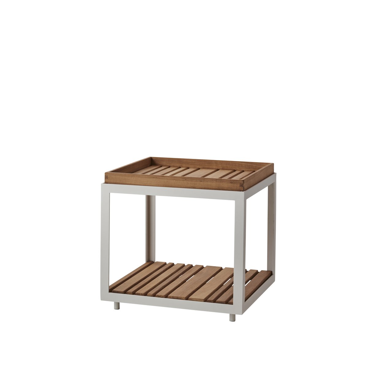 Cane-line Level sidebord Teak, hvitt stativ | Skandinavisk Design | Hagebord | Brun