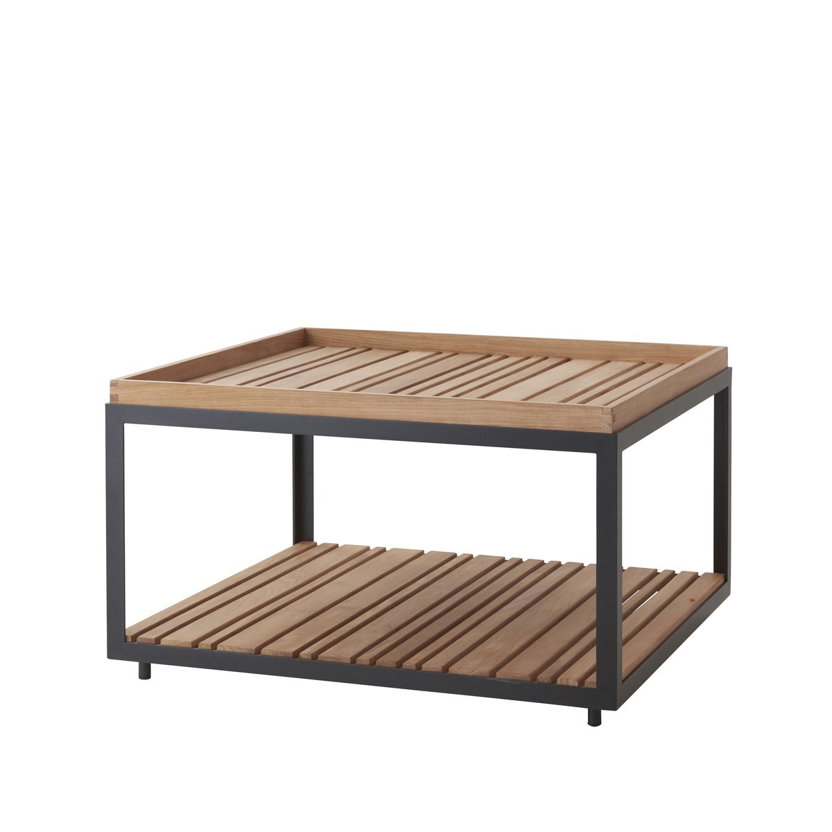 Cane-line Level sofabord teak 79x79 cm Lava grey | Skandinavisk Design | Hagebord | Brun
