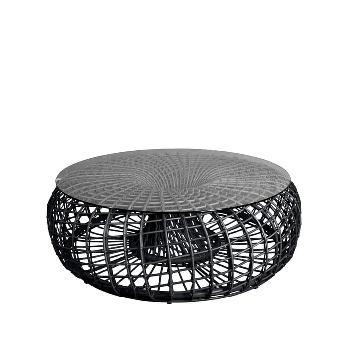 Nest bord/fotpall - Lava grey, stor, inkl. plate i glass - Cane-line
