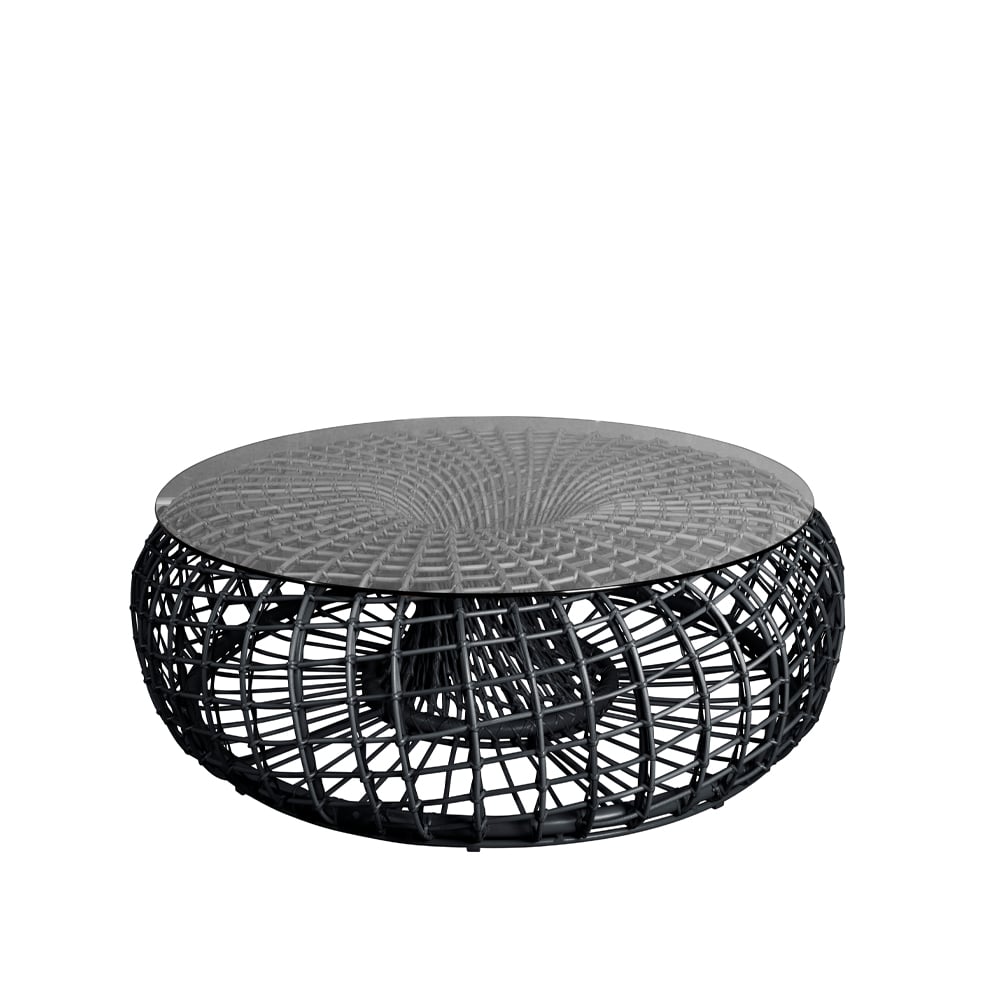 Nest bord/fotpall Lava grey, stor, inkl. plate i glass