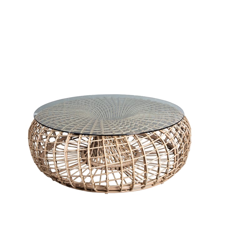 Nest bord/fotpall - Natural, stor, inkl. glasskive - Cane-line