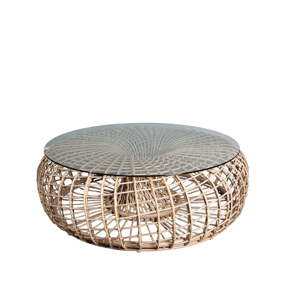 Bilde av Cane-line Nest bord/fotpall Natural stor inkl. glasskive