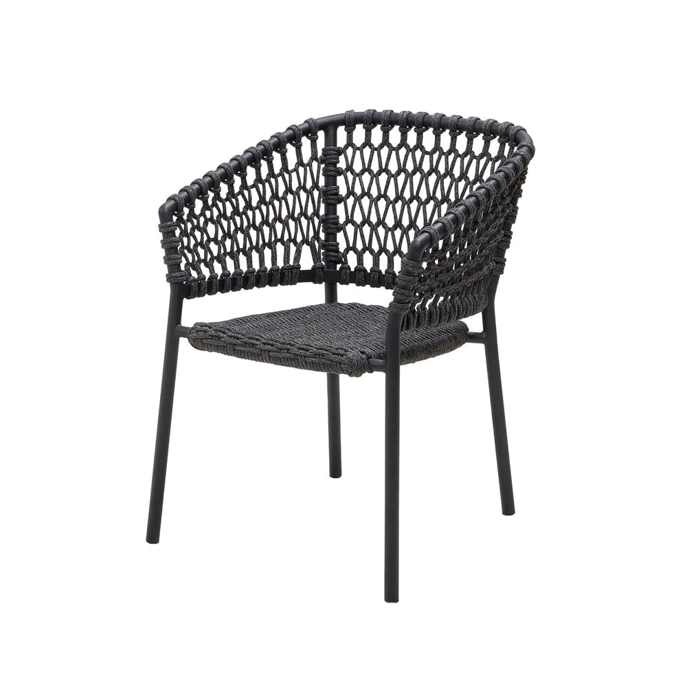 Cane-line Ocean karmstol soft rope Dark grey | Skandinavisk Design | Hagestoler | Grå