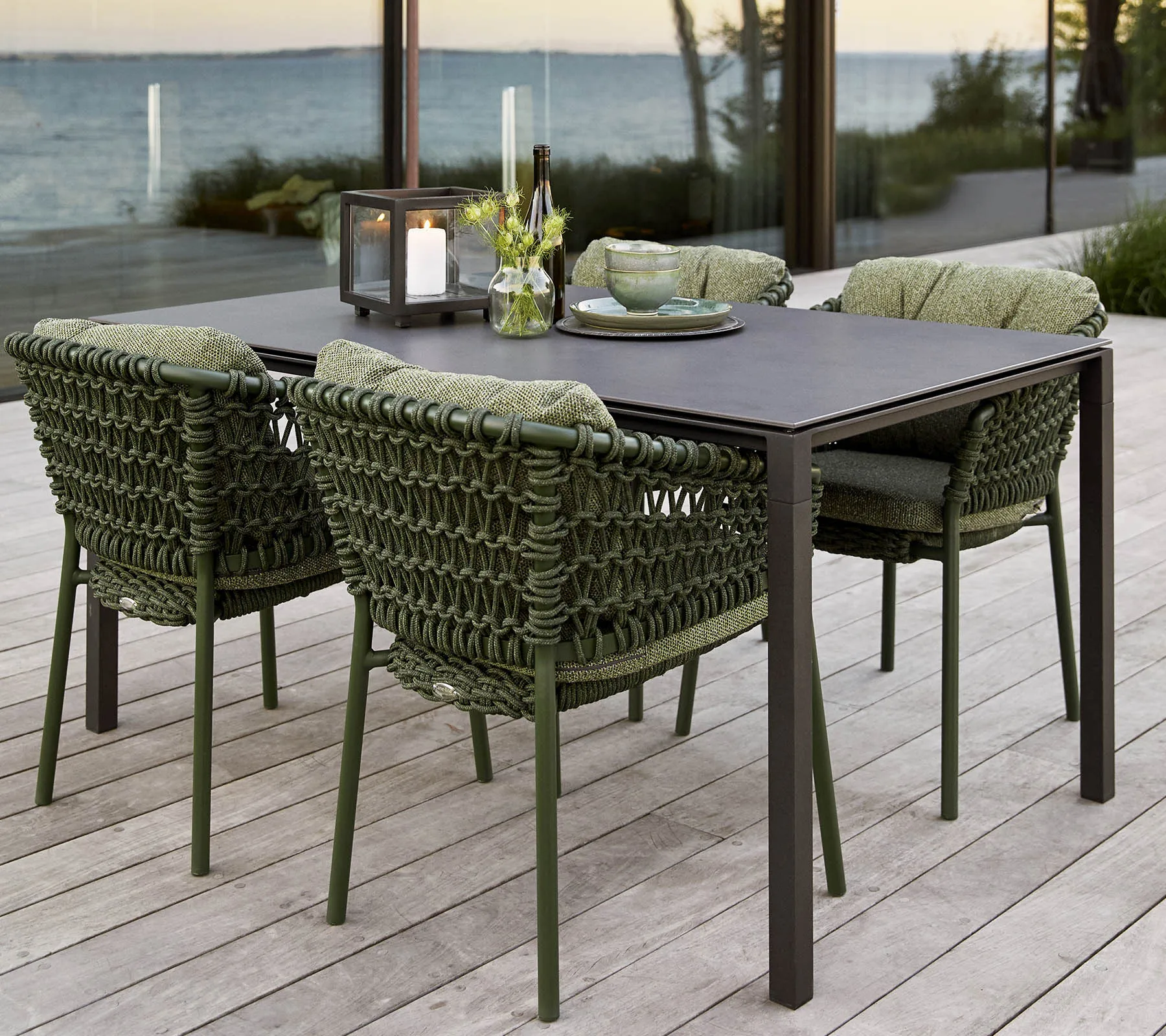 Ocean/Basket/Moments putesett stol, Wove dark green Cane-line
