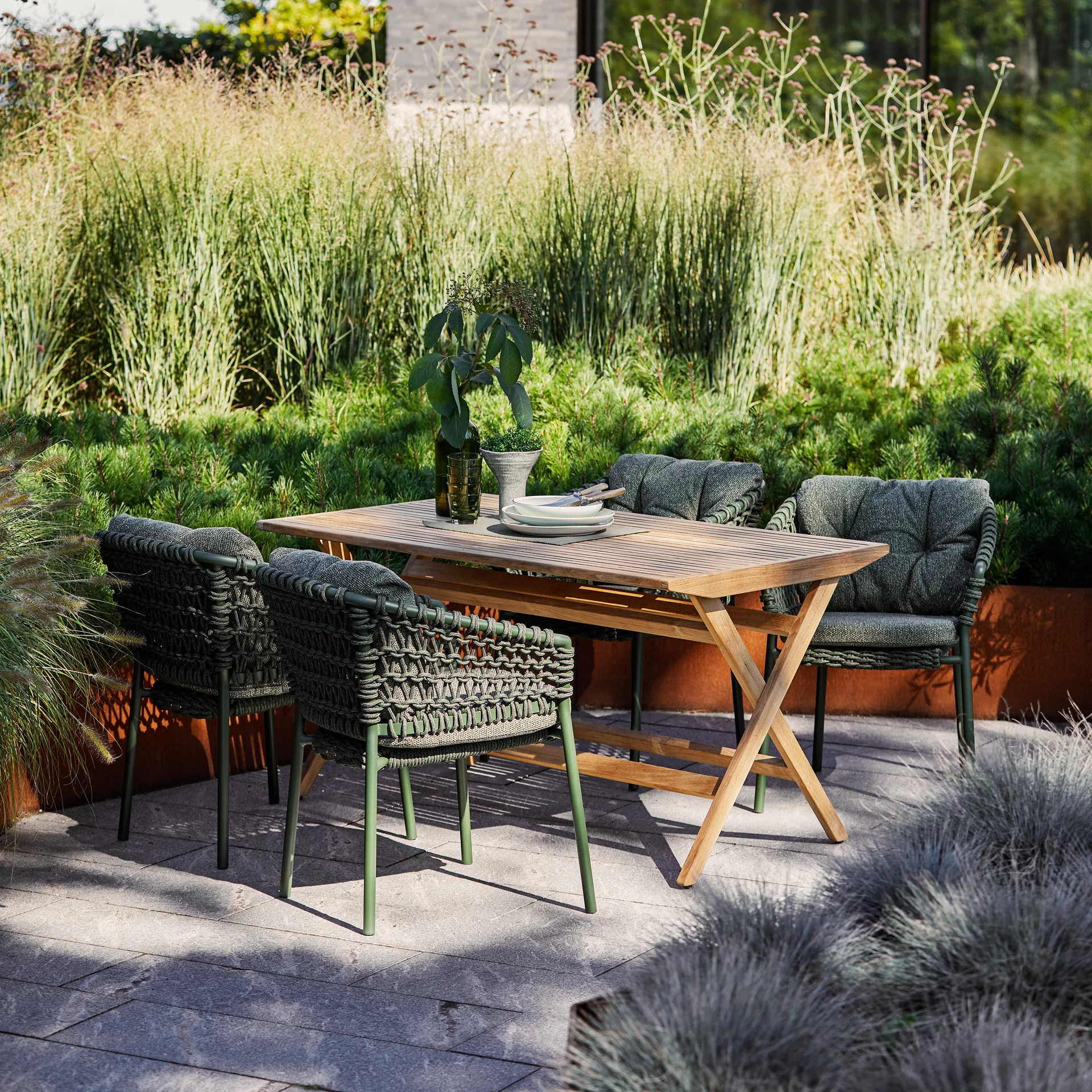 Ocean/Basket/Moments putesett stol, Wove dark green Cane-line