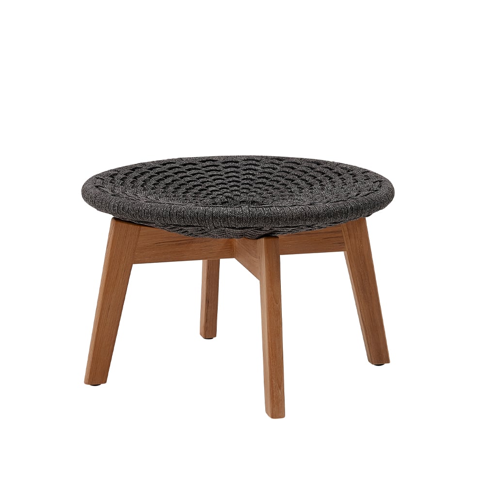Cane-line Peacock fotskammel Dark grey, tau, teakben