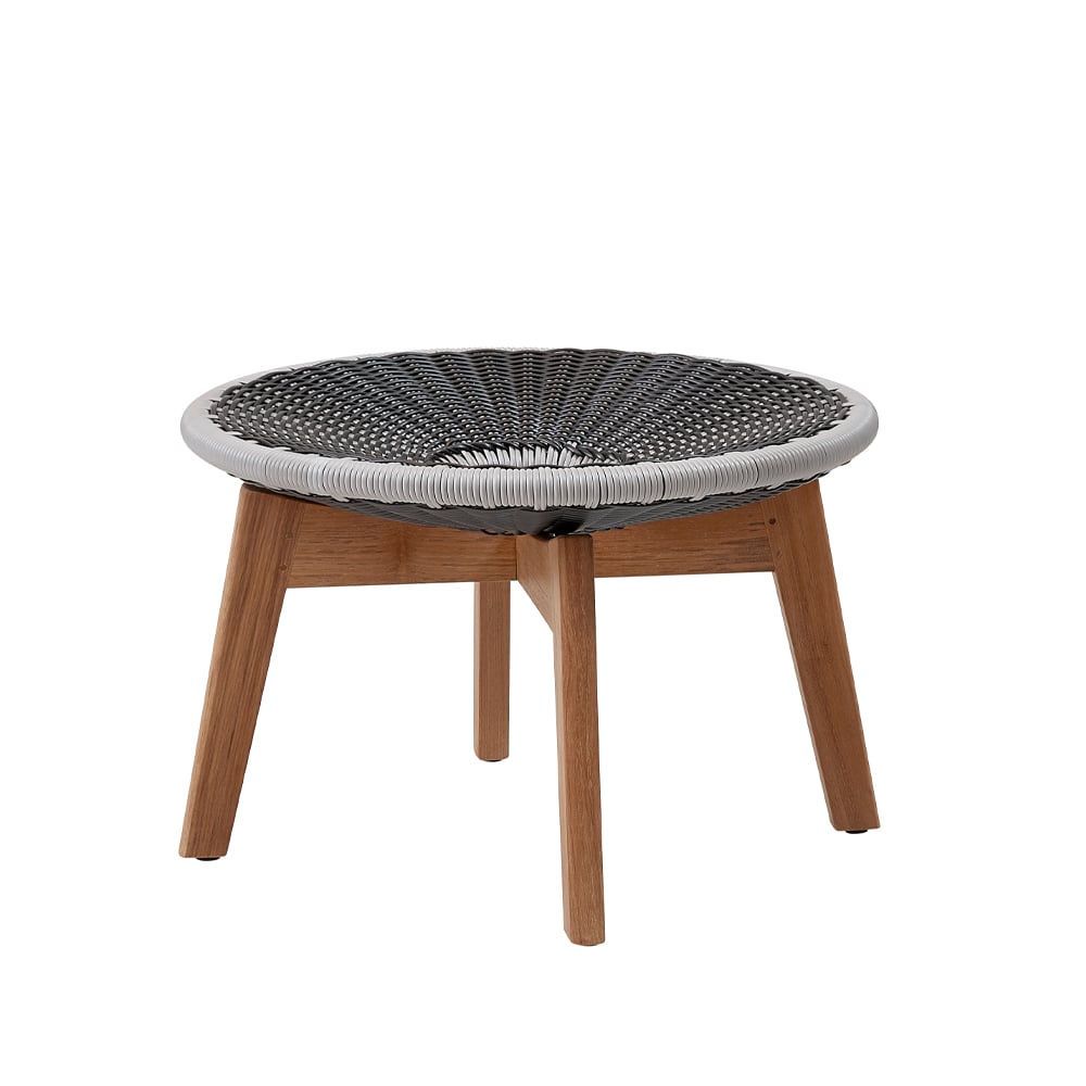 Cane-line Peacock fotskammel grey/light grey, vevd, teakbein