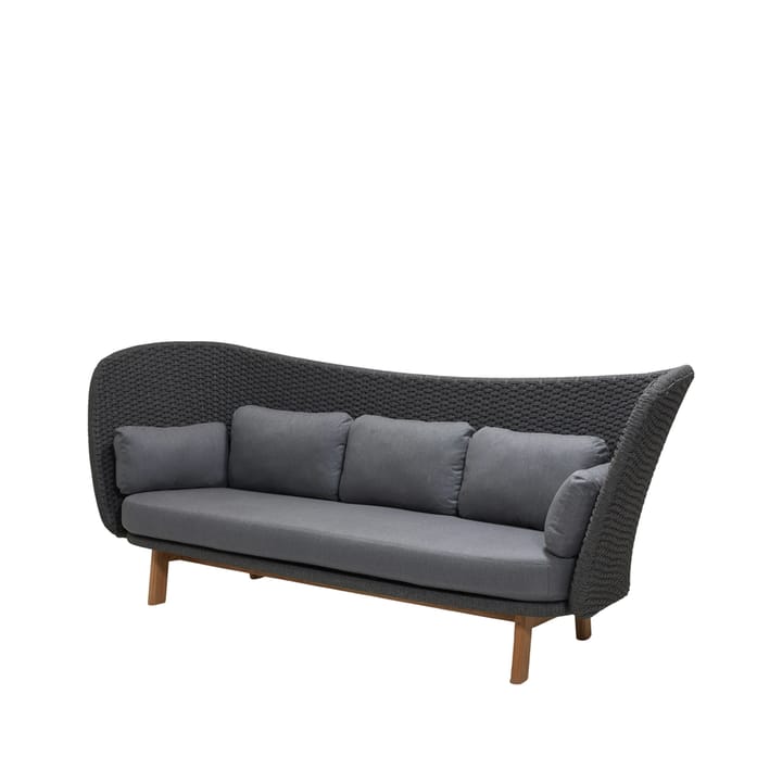 Peacock Rope 3-seters sofa - Cane-Line Natté dark grey, inkl. grå puter, ben i teak - Cane-line