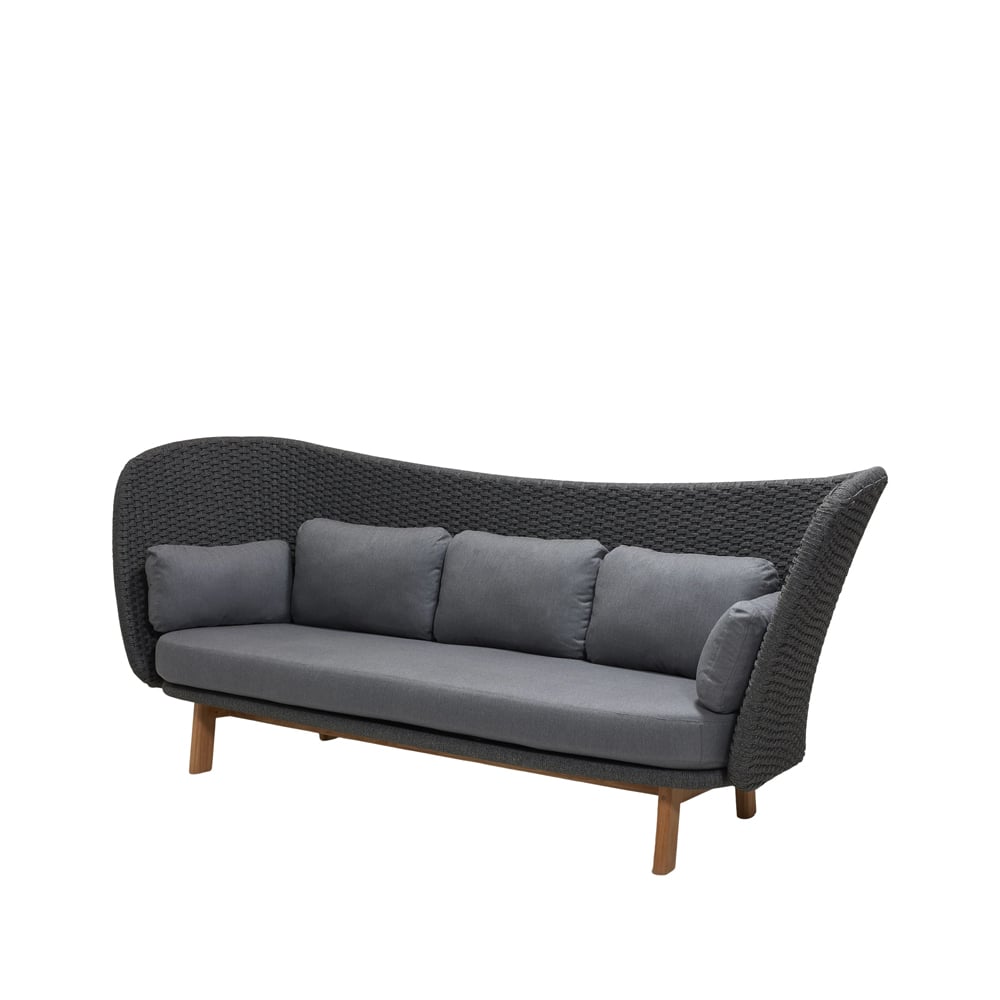 Cane-line Peacock Rope 3-seters sofa Cane-Line Natté dark grey, inkl. grå puter, ben i teak