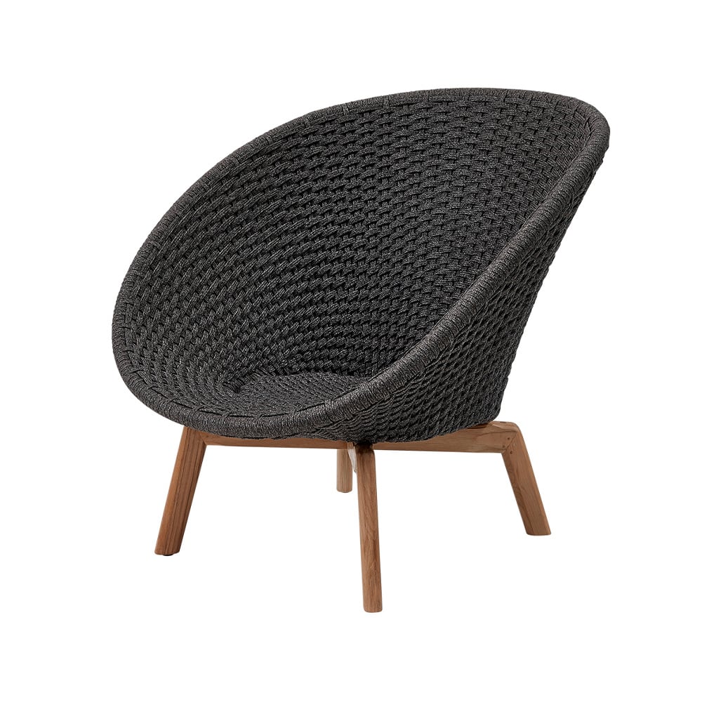 Cane-line Peacock Rope loungestol Dark grey, teakben