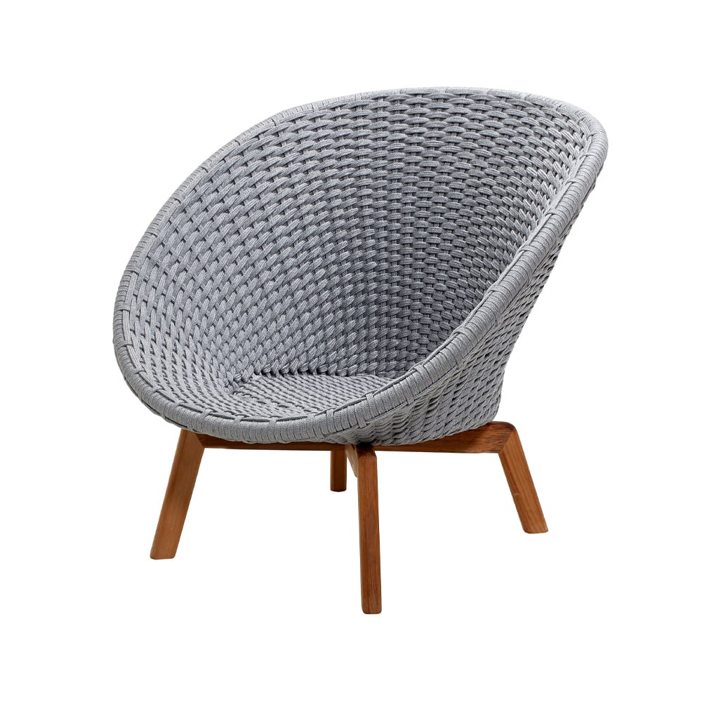 Cane-line Peacock Rope loungestol light grey, teakben