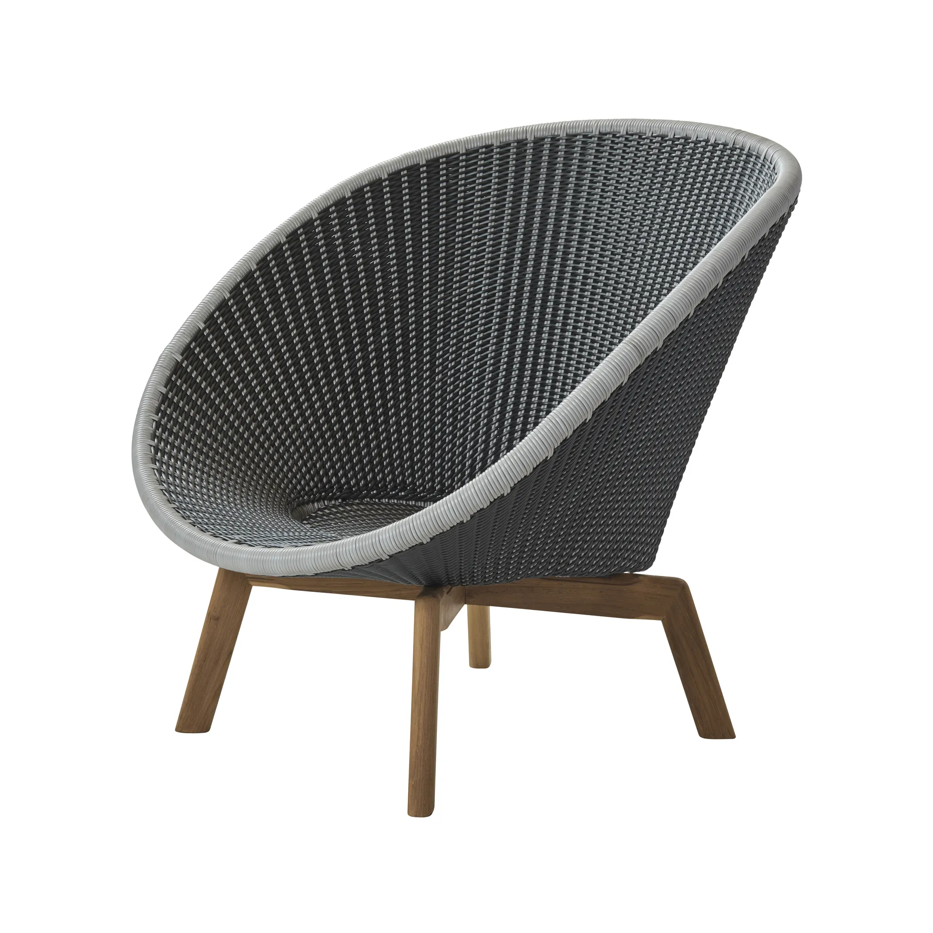 Peacock Weave Loungestol, Grey/light grey, ben i teak Cane-line