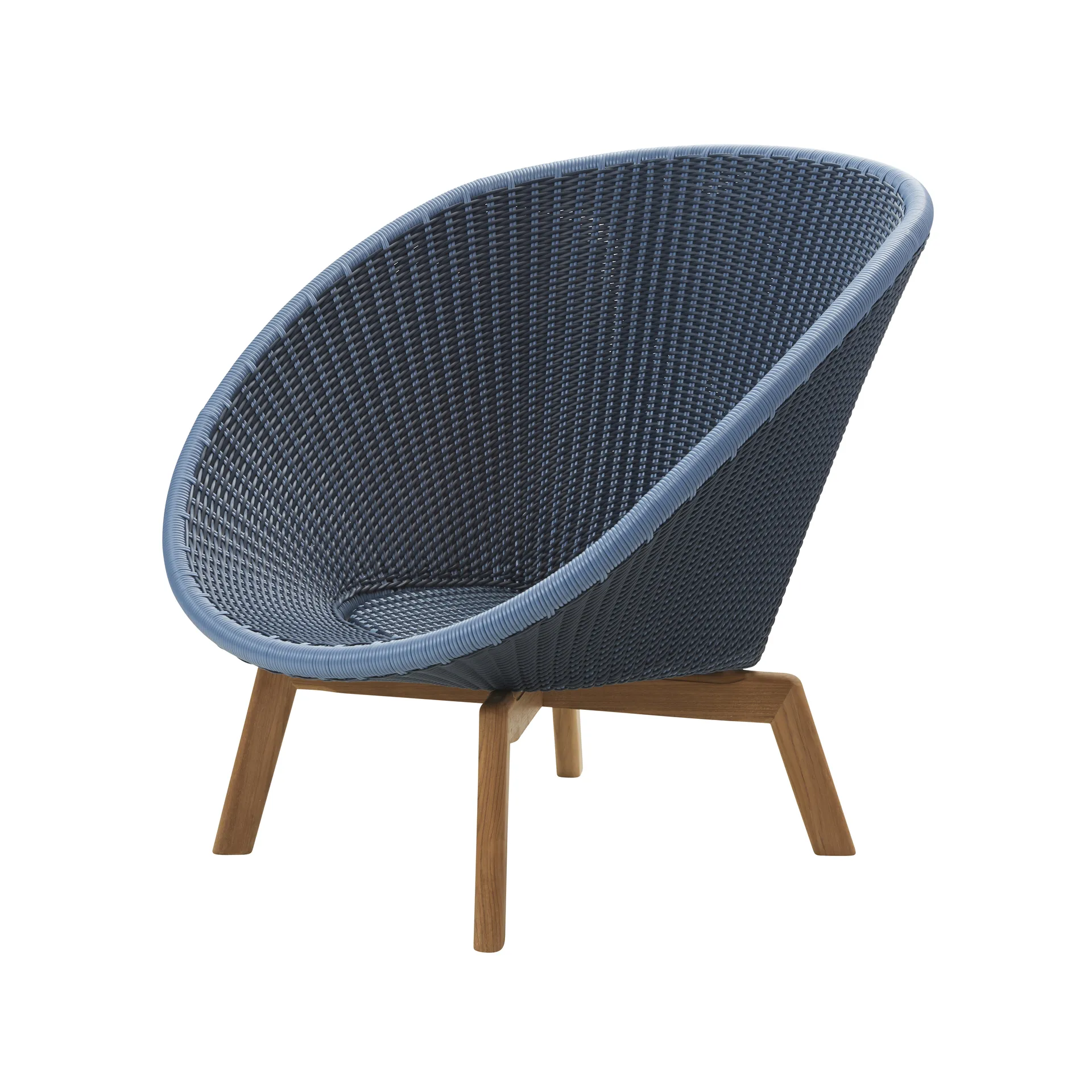 Peacock Weave Loungestol, Midnight/dusty blue, ben i teak Cane-line