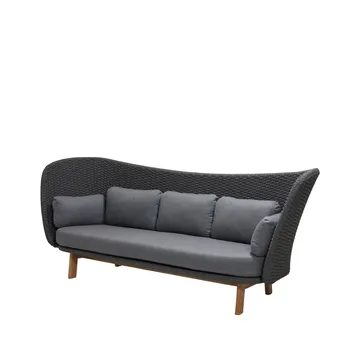 Peacock Wing 3-seters sofa - Cane-Line Natté dark grey, inkl. grå puter, ben i teak - Cane-line