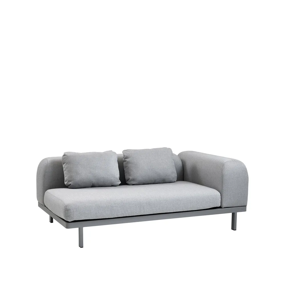 Space modulsofa 2-seter lysegrå, Høyre-grått aluminiumstativ Cane-line