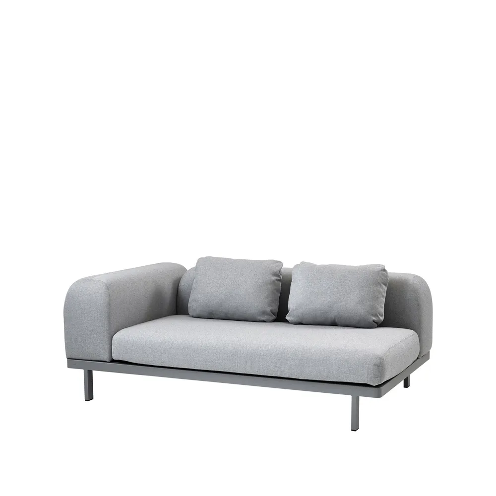 Space modulsofa 2-seter lysegrå, Venstre-grå aluminiumstativ Cane-line