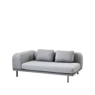 Space modulsofa 2-seter lysegrå - Venstre-grå aluminiumstativ - Cane-line