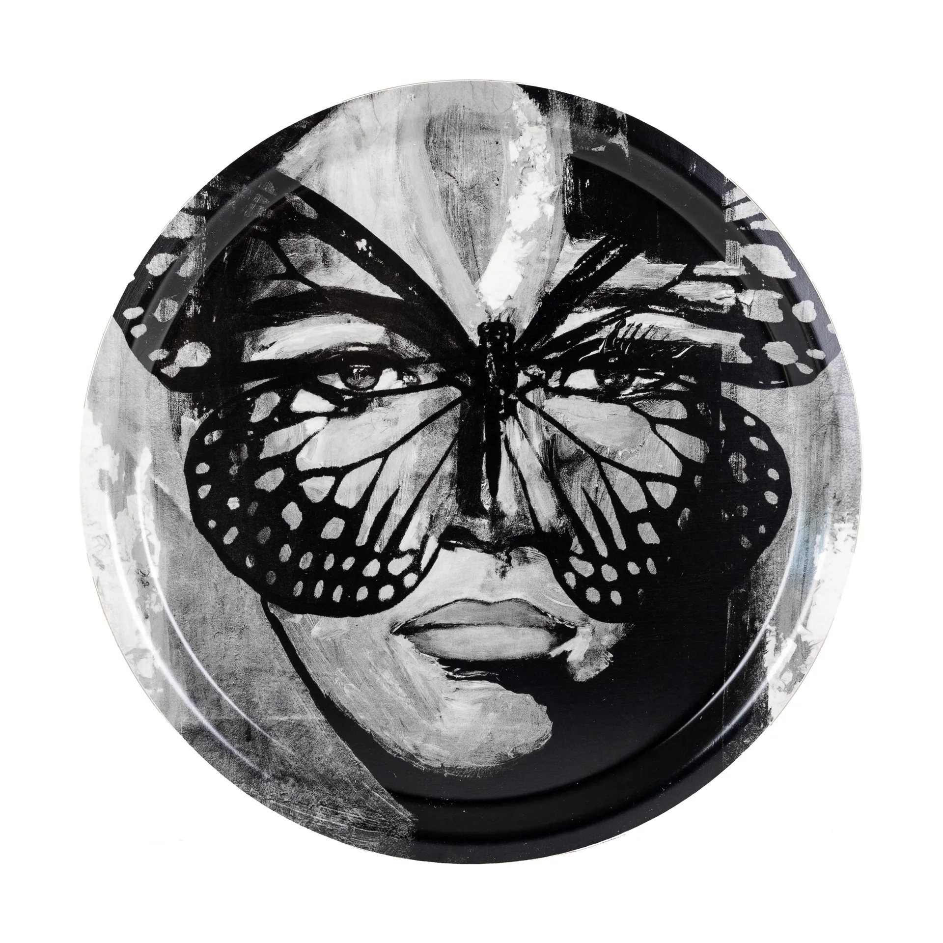 Golden Butterfly brett Ø31 cm, Black-white Carolina Gynning