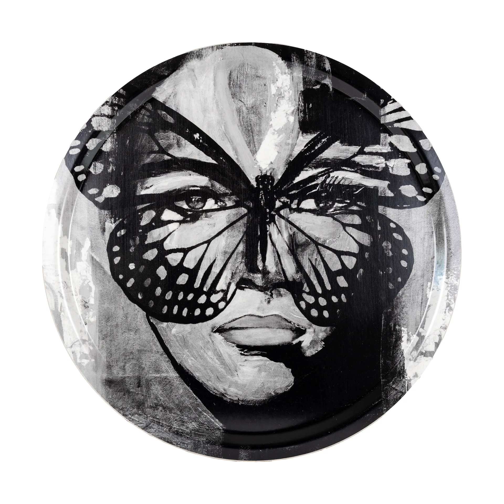 Golden Butterfly brett Ø46 cm, Black-white Carolina Gynning