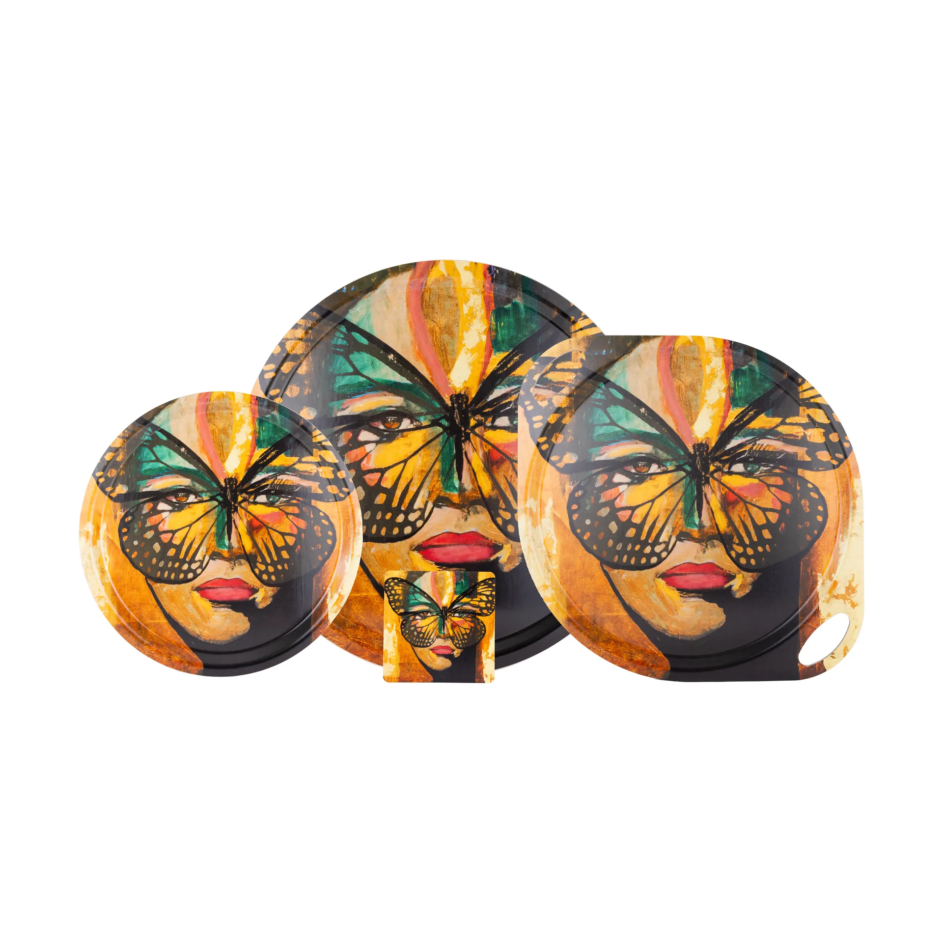 Golden Butterfly brett Ø46 cm, Orange-black Carolina Gynning