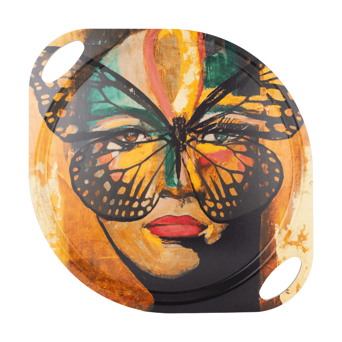 Carolina Gynning Golden Butterfly brett med håndtak 38x47 cm. Orange-black