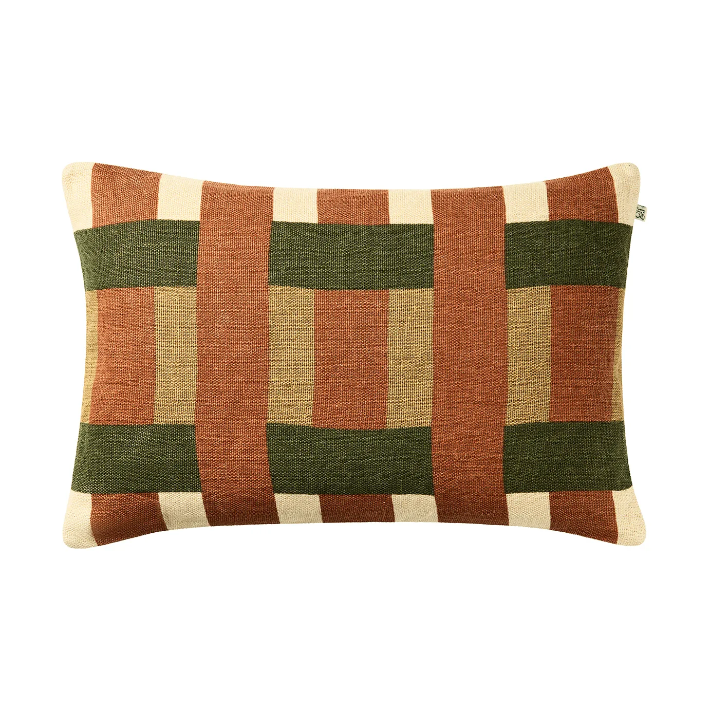 Benaras putetrekk, Apricot Orange-Khaki-Cactus Green, 40x60 cm Chhatwal & Jonsson