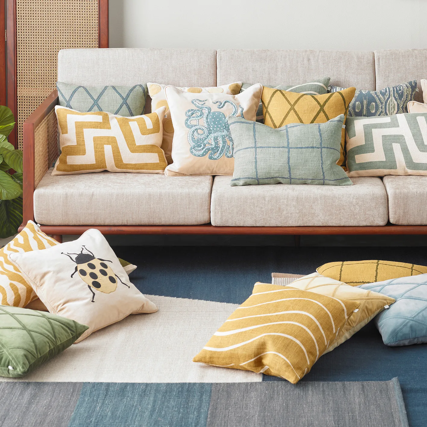 Circle putetrekk 50x50 cm, Beige-spicy yellow Chhatwal & Jonsson