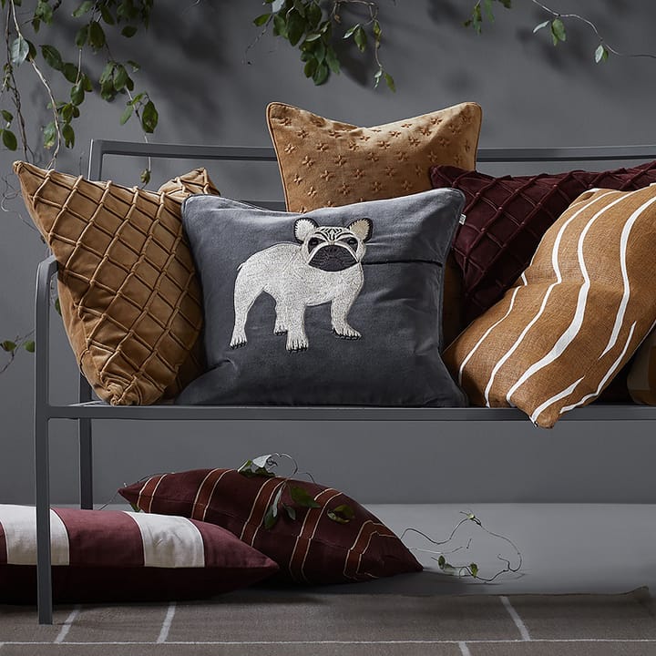 Embroidered French Bull Dog putevar 50x50 cm - Grå - Chhatwal & Jonsson