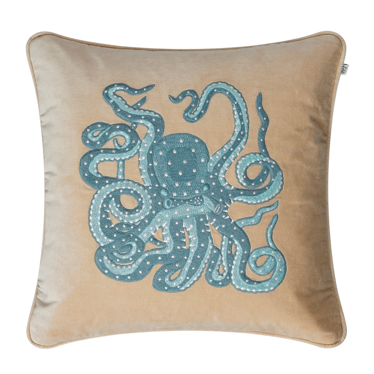 Bilde av Chhatwal & Jonsson Embroidered Octopus putetrekk 50x50 cm Beige-aqua
