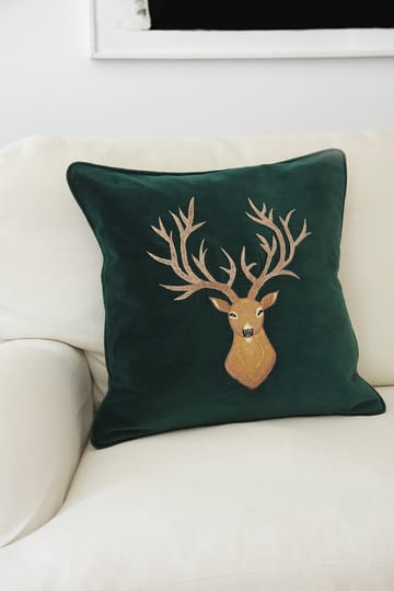Embroidered Reindeer putetrekk 50 x 50 cm - Grønn - Chhatwal & Jonsson