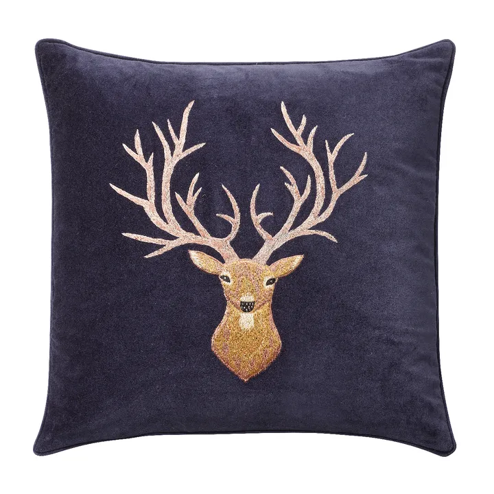 Embroidered Reindeer putetrekk 50 x 50 cm - Navy - Chhatwal & Jonsson