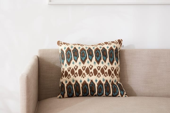 Ikat Bombay putevar 50 x 50 cm - Taupe-heaven blue-aqua - Chhatwal & Jonsson