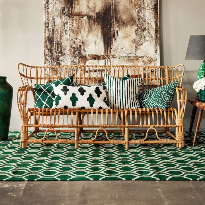 Ikat Kerela putevar 50x50 cm, Grønn-hvit Chhatwal & Jonsson