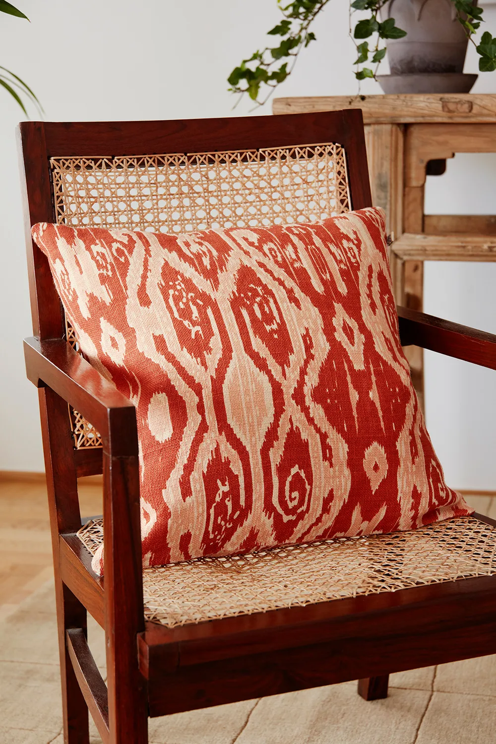 Ikat Madras putetrekk 50x50 cm, Apricot orange-rose Chhatwal & Jonsson