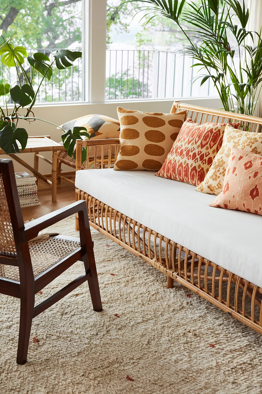 Ikat Madras putetrekk 50x50 cm, Apricot orange-rose Chhatwal & Jonsson