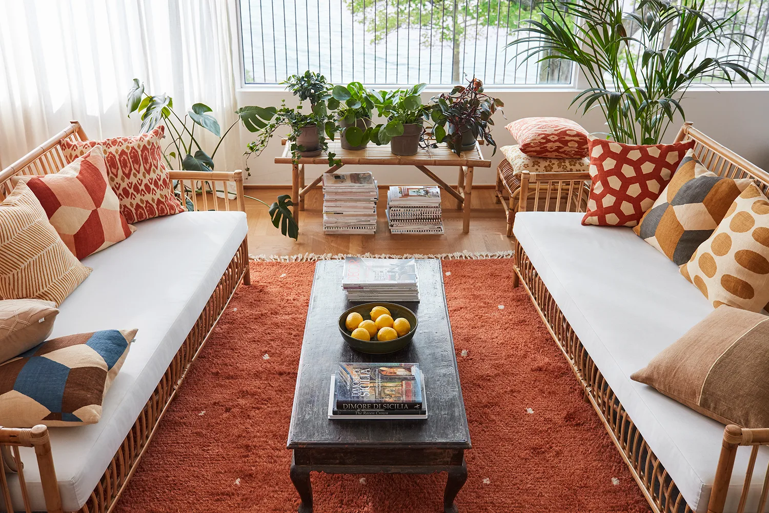 Ikat Madras putetrekk 50x50 cm, Apricot orange-rose Chhatwal & Jonsson