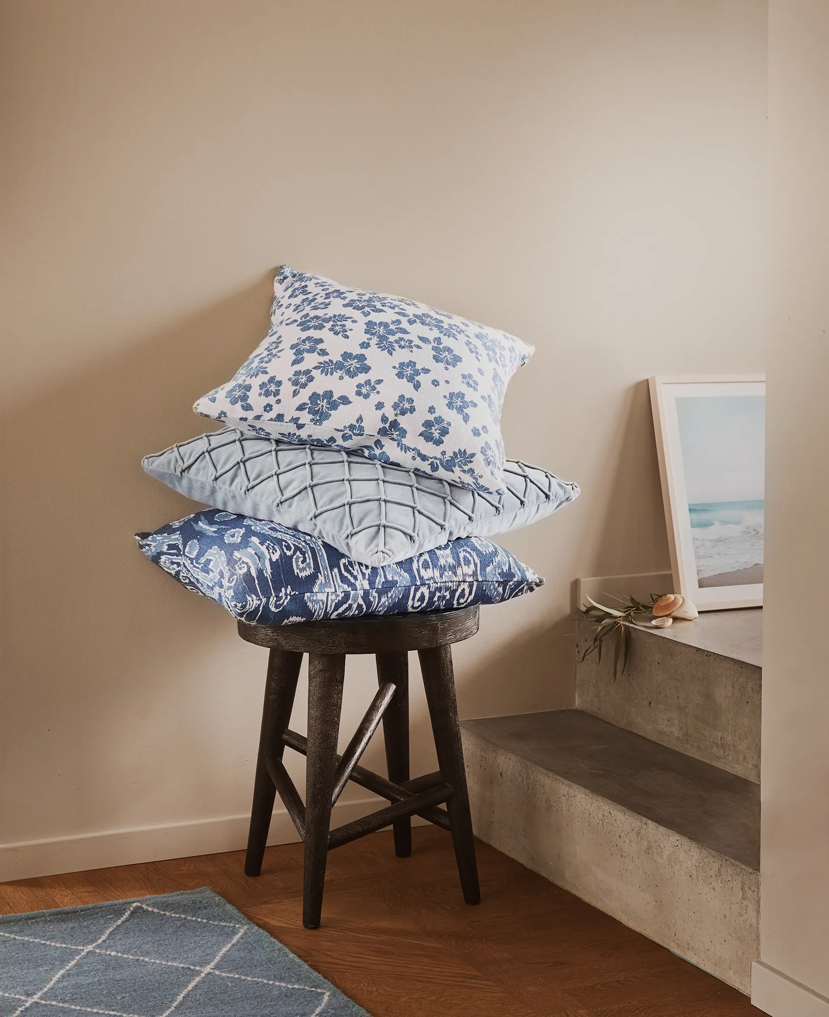 Ikat Madras putetrekk 50x50 cm, Palace blue-heaven blue Chhatwal & Jonsson