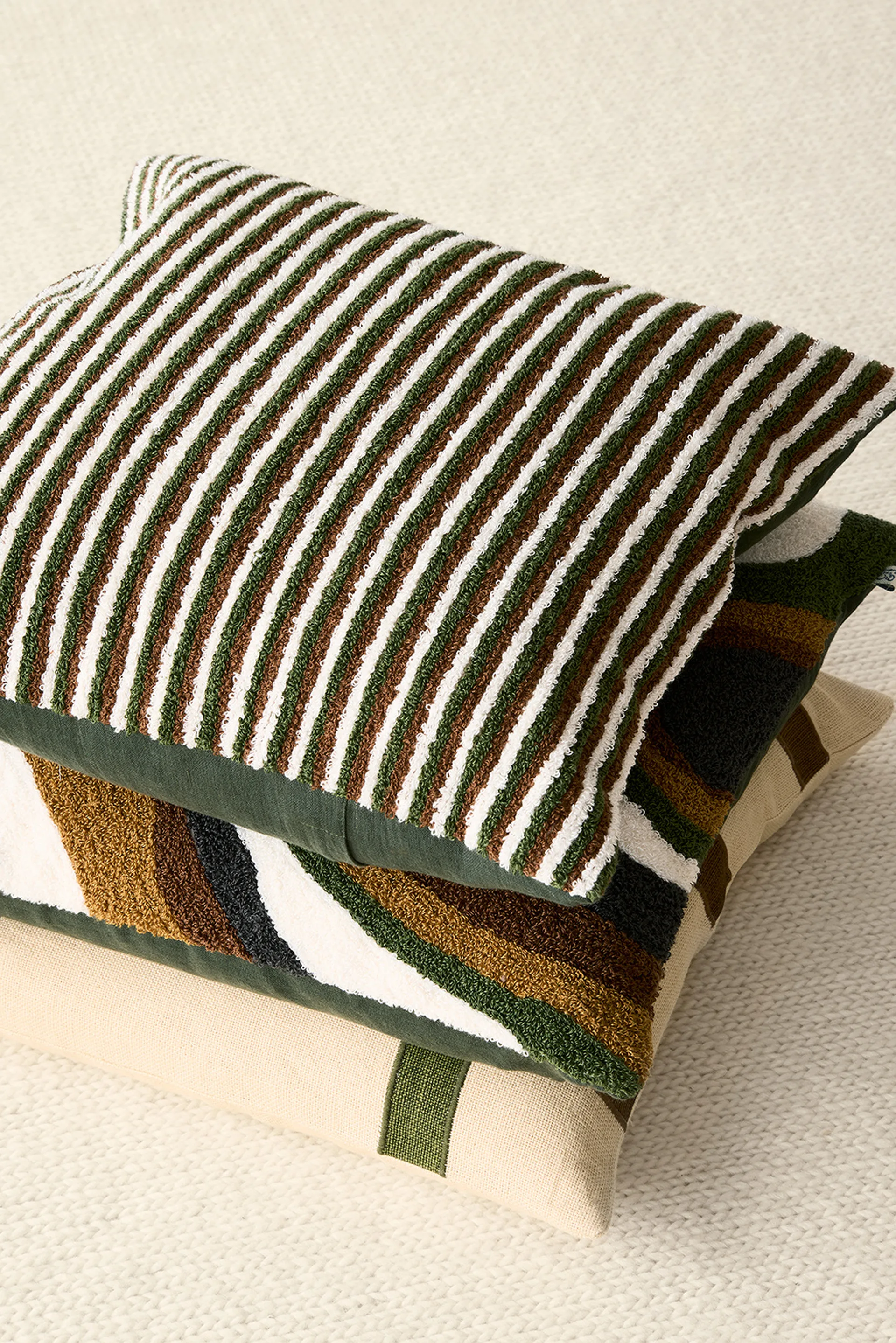 Raipur putetrekk 50 x 50 cm, Cognac-Cactus Green-Off white Chhatwal & Jonsson