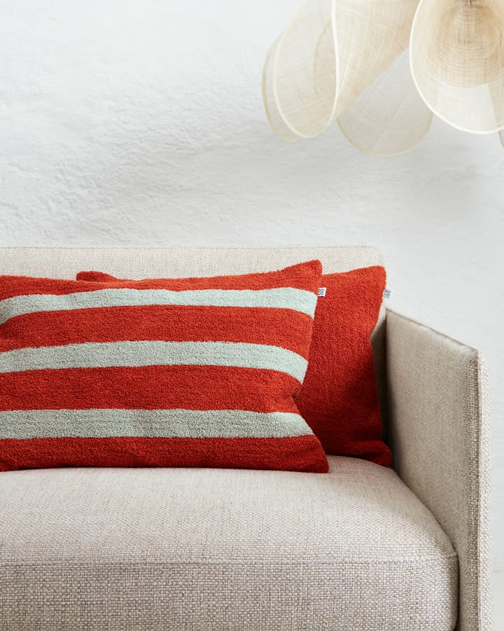 Stripe linen boucle putetrekk 40x60 cm, Apricot orange - aqua Chhatwal & Jonsson