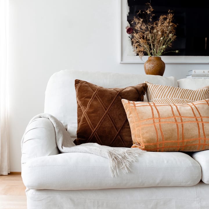 Tattersall pute - masala yellow/orange, 60 x 40 cm - Chhatwal & Jonsson