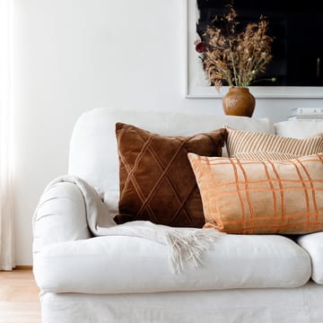 Tattersall pute - sea blue/cognac, 60 x 40 cm  - Chhatwal & Jonsson
