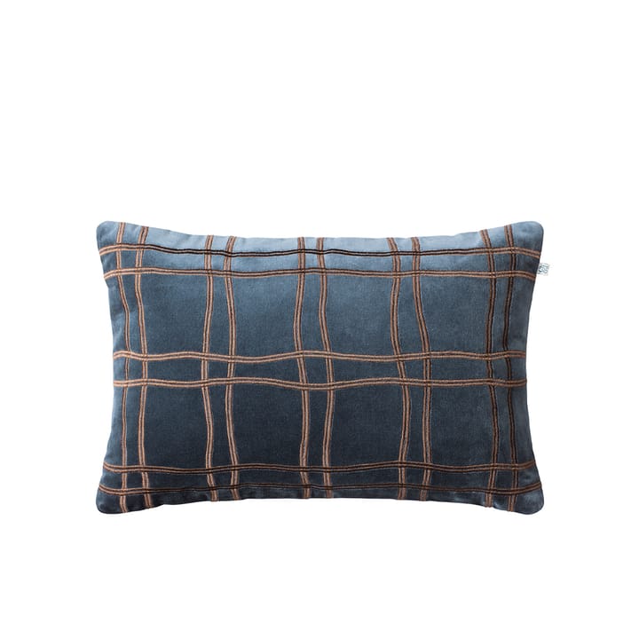 Tattersall putetrekk - sea blue/cognac, 60 x 40 cm  - Chhatwal & Jonsson