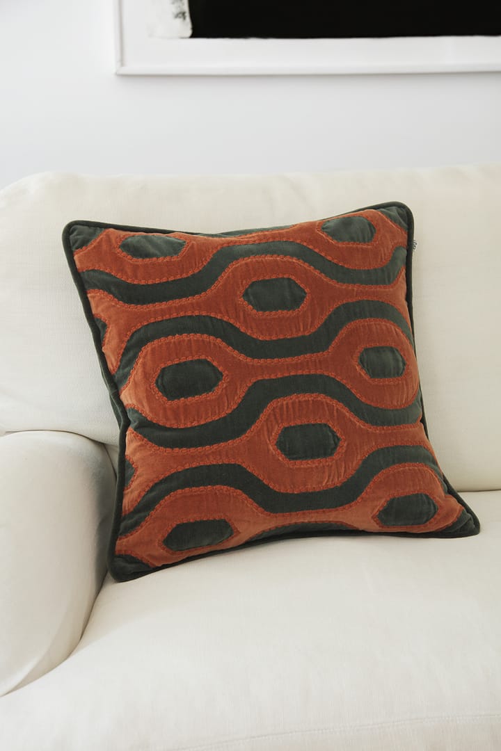 Varanasi putetrekk 50 x 50 cm, Forest green-terracotta Chhatwal & Jonsson