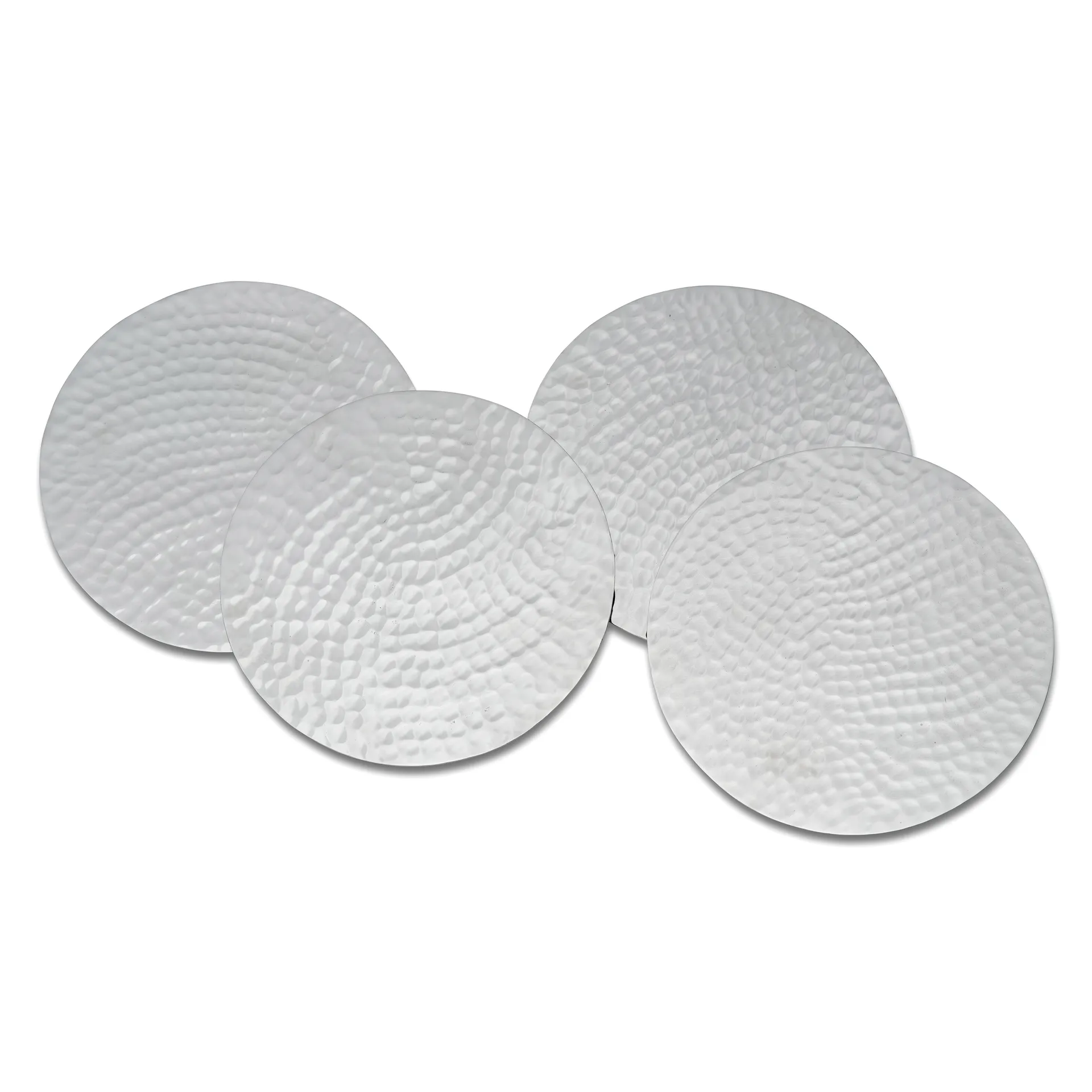 Glassunderlag hammered Ø10 cm 4-stk., Forniklet messing Classic Collection